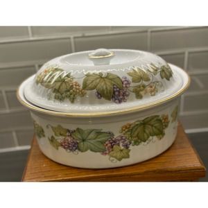 Royal Worcester Vine Harvest Gold Trim Lidded Oval Casserole Dish